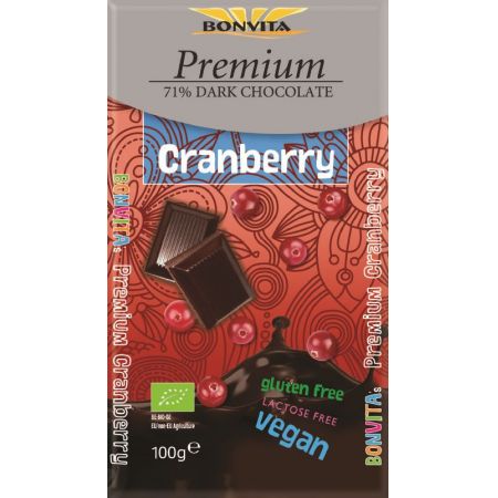 BONVITA PUUR CHOCO CRANBRBIO 100GR