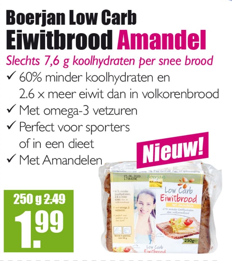 BOERJAN EIWITBROOD 250GR