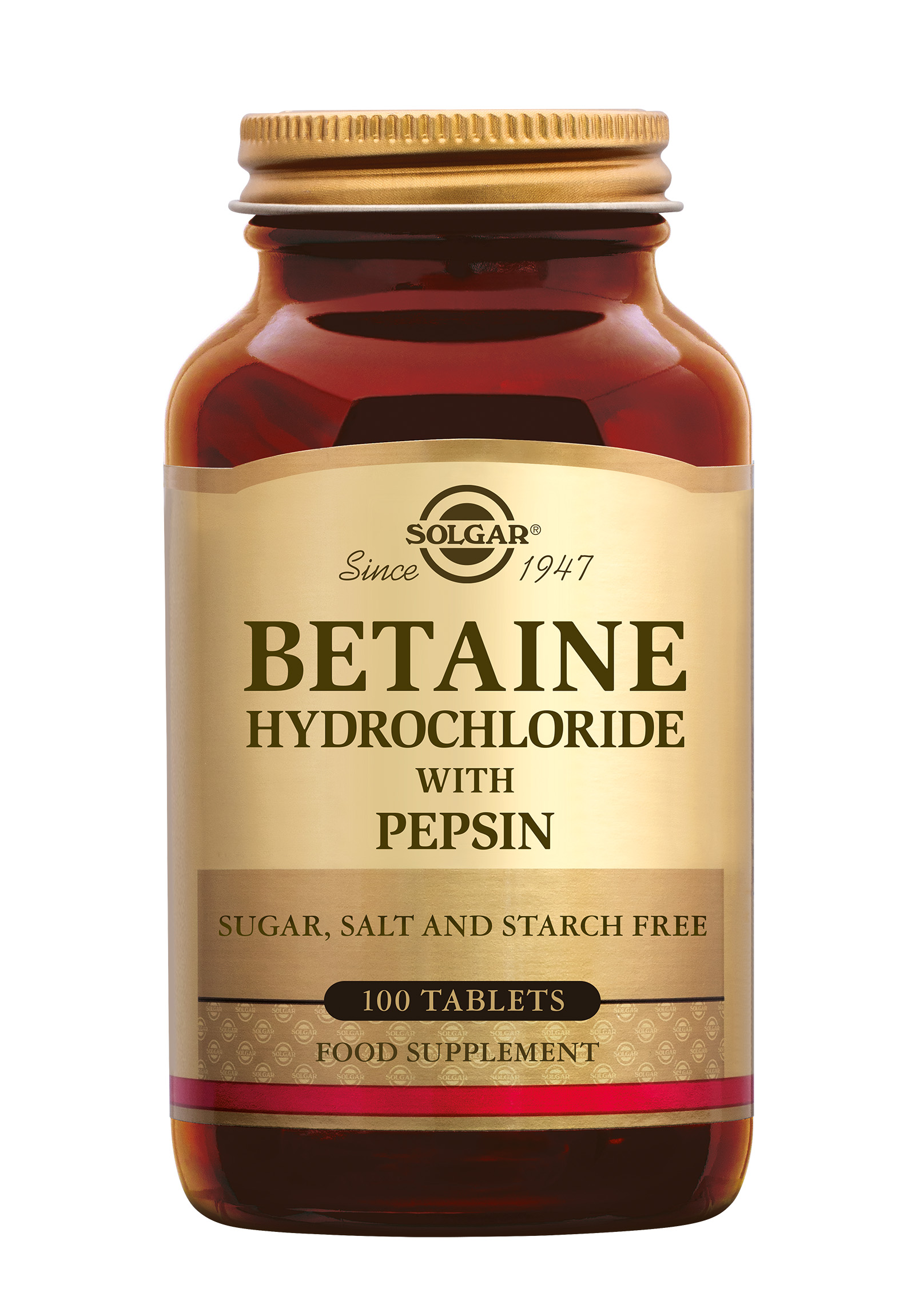 Solgar Betaine Hydrochloride with Pepsin (100 stuks)