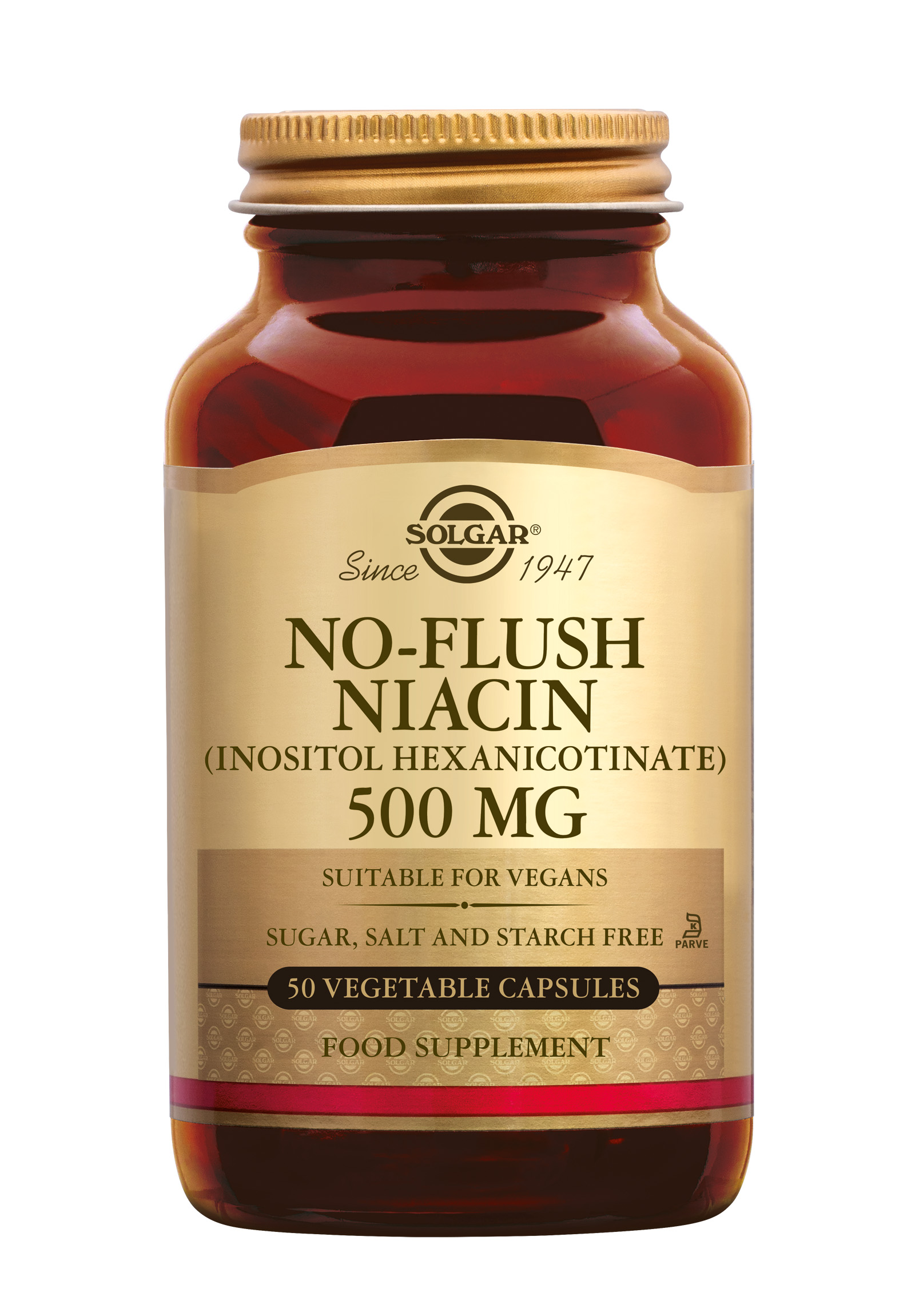 Solgar No-Flush Niacin 500 mg (50 stuks)