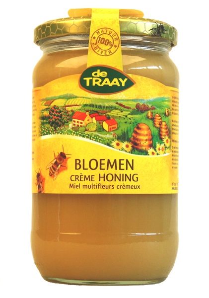 TRAAY HONING BLOEMEN CREME 900GR