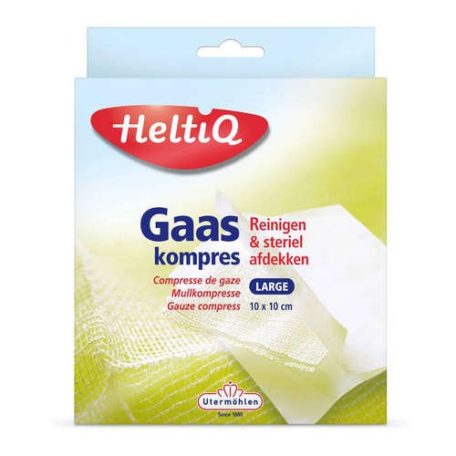 HELTIQ GAASKOMPRES 10X10CM 10ST