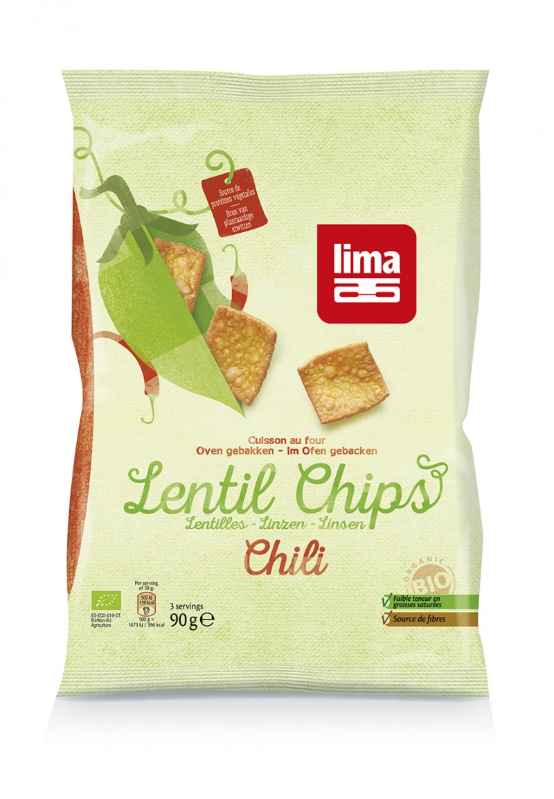 LIMA CHIPS LENTIL CHILI BIO 90GR