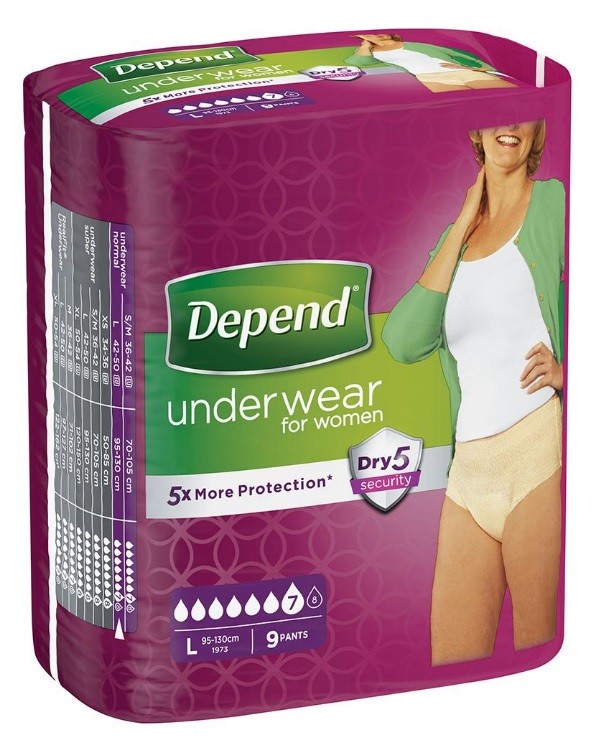 DEPEND PANTS VROUW NORMAL L 9ST